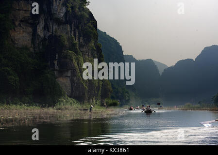Mountains and river from Tam coc, Vietnam. Stock Photo