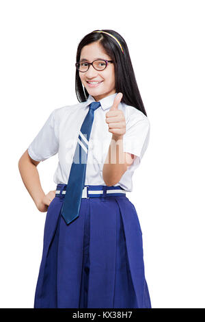 Happy teen girl showing thumbs up sign Stock Photo - Alamy