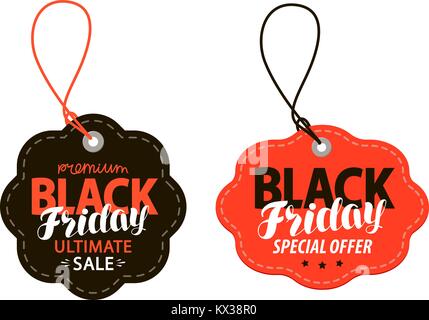 Black Friday, sales tag. Shopping, offer, discount concept. Vector illustration Stock Vector