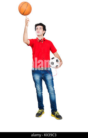 1 Indian College Boy Trying Balance Basketball on his Finger