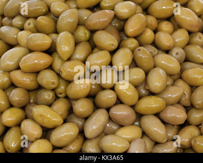 Pickled olives at a weekly market in France Stock Photo