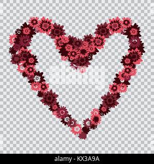 Floral pattern heart shaped as a greeting card - isolated vector on a transparent background Stock Vector