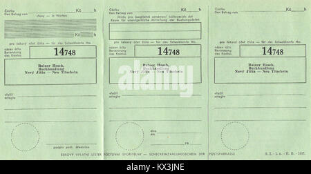 Šekový vplatní lístek Poštovní spořitelny (1937) 001-a