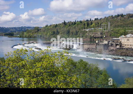 Site of the former Blue Heron Paper Mill at the Willamette Falls.  Oregon City, Oregon Stock Photo