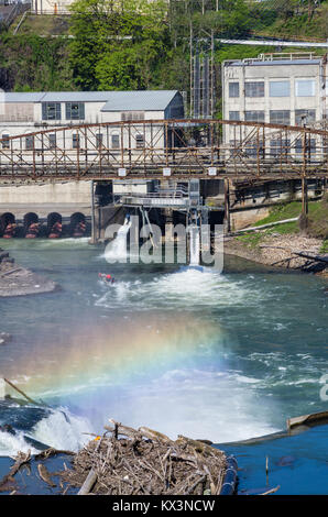 Site of the former Blue Heron Paper Mill at the Willamette Falls.  Oregon City, Oregon Stock Photo