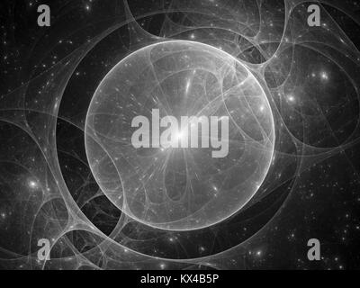 Gravitational lens in space black and white texture, computer generated abstract background, 3d rendering Stock Photo