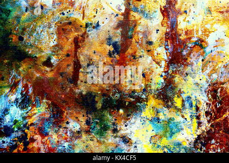 Detail of painting splashes, color tones mixed together. Stock Photo