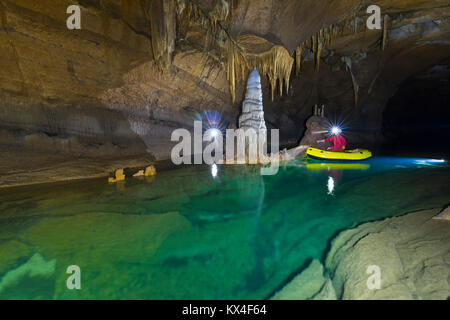 Cross Cave (Slovene: Križna jama), also named Cold Cave under Cross Mountain, Green Karst, Slovenia, Europe Stock Photo