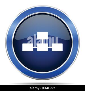 Database vector icon. Modern design blue silver metallic glossy web and mobile applications button in eps 10 Stock Vector