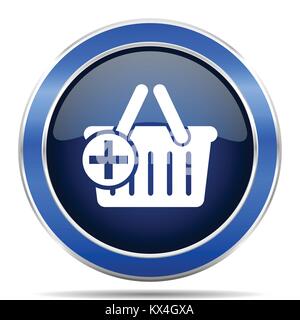 Cart vector icon. Modern design blue silver metallic glossy web and mobile applications button in eps 10 Stock Vector