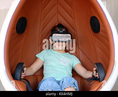 little girl with virtual reality headset Stock Photo