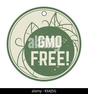 Green retro gmo free stamp for food product. Healthy diet concept Stock Vector