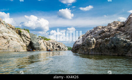 Coracle ride in the Cauvery river of South India Stock Photo