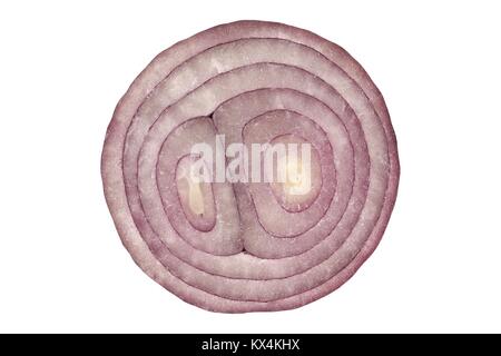 Cut red onion isolated on white background Stock Photo