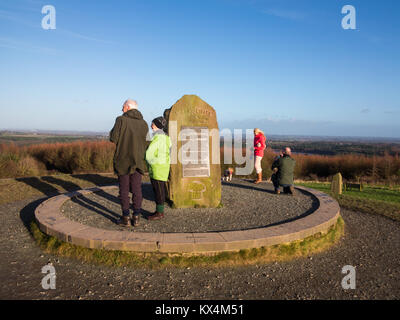 Walkers enjoying the view from Old Pale hill in Delamere ...