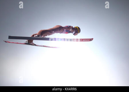 Bischofshofen, Austria. 06th, Jan 2018. Hula Stefan from Poland competes at the first round on day 8 of the 66th Four Hills Ski jumping tournament in Bischofshofen, Austria, 06 January 2018. (PHOTO) Alejandro Sala/Alamy Live News Stock Photo