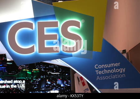 Las Vegas, USA. 7th Jan, 2018. The logo of the consumer electronics show CES, in Las Vegas, USA, 7 January 2018. Credit: Christoph Dernbach/dpa/Alamy Live News Credit: dpa picture alliance/Alamy Live News Stock Photo