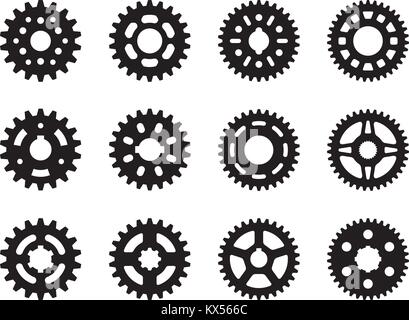 Set of various types of gear wheel vector icons Stock Vector