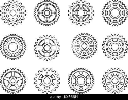 Gear wheel set. Thin line vector Stock Vector Image & Art - Alamy
