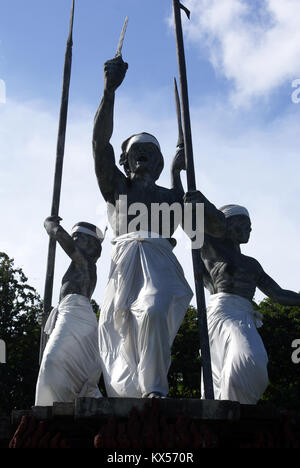 Statue of royal family on Puputan Square Stock Photo