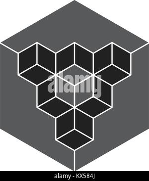 isometric view of cube with missing parts. vector graphic for logo or other design Stock Vector