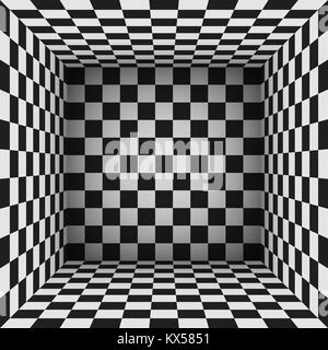checkered surfaces that makes an abstract room. monochrome vector illustration Stock Vector