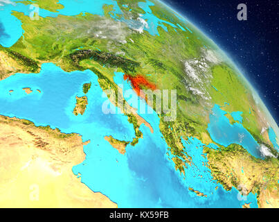 Illustration of Croatia as seen from Earth’s orbit. 3D illustration. Elements of this image furnished by NASA. Stock Photo