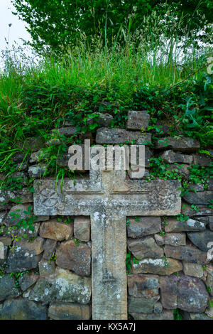 La Maza village, River Miera Valley, Valles Pasiegos, Cantabria, Spain, Europe Stock Photo