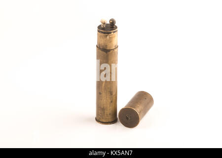 lighter made from bullet cartridge in second world war over a white background Stock Photo