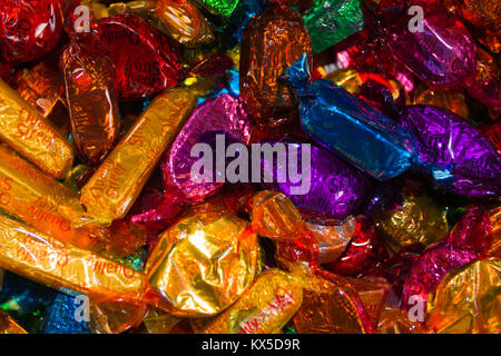 QUALITY STREET: Colourful and bright sweet wrappers Stock Photo