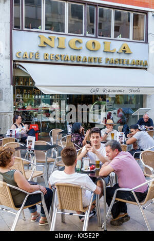 Coimbra Portugal,historic center,Rua Ferreira Borges,Cafe Restaurante Nicola de Coimbra,restaurant restaurants food dining cafe cafes,bakery,al fresco Stock Photo