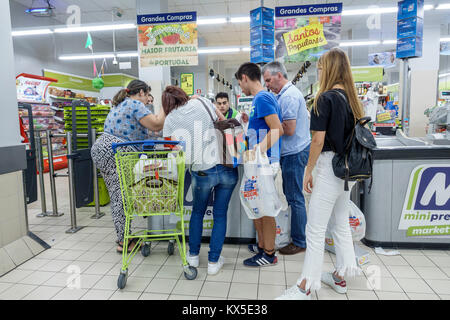 Coimbra Portugal,historic center,Mini Preco,supermarket,grocery store,cashier,shopping shopper shoppers shop shops market markets marketplace buying s Stock Photo