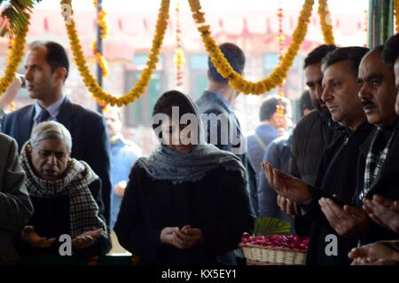 Anantnag, India. 07th Jan, 2018. On the second death anniversary of its patron Mufti Mohammad Sayeed falling today, Peoples Democratic Party organizing mega program on Sunday to mark the 2nd Death anniversary as tribute to Mufti's contribution in state politics. Credit: Muneeb Ul Islam/Pacific Press/Alamy Live News Stock Photo