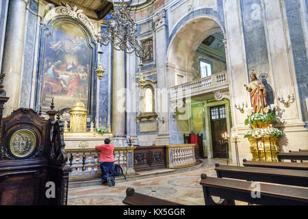 Lisbon Portugal,Lapa,Basilica da Estrela,do Sagrado Coracao de Jesus,Convent of the Most Sacred Heart of Jesus,Catholic,cathedral,Baroque,neoclassical Stock Photo