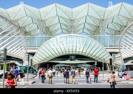 Lisbon Portugal,Oriente,Gare do Oriente,intermodal hub,transportation,station,Santiago Calatrava,railway platform metal lattice,modern architecture,pe Stock Photo