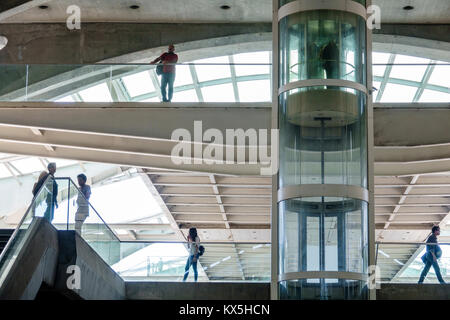 Lisbon Portugal,Oriente,Gare do Oriente,intermodal hub,transportation,station,Santiago Calatrava,modern architecture,pedestrian bridge,glass elevator, Stock Photo