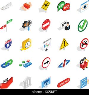 Resolution icons set, isometric style Stock Vector