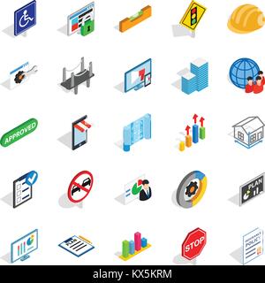 Resolve icons set, isometric style Stock Vector