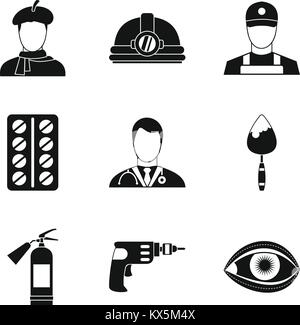 Working profession icons set, simple style Stock Vector