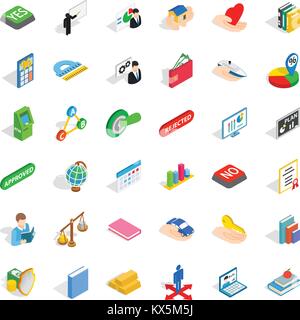Law icons set, isometric style Stock Vector