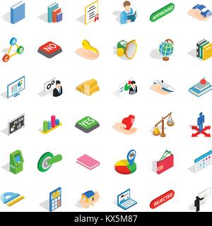 Libra icons set, isometric style Stock Vector