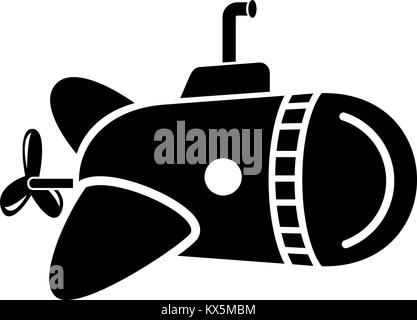 Submarine with round nose icon, simple style.