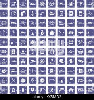 100 auto service center icons set grunge sapphire Stock Vector