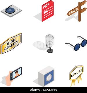 Music maker icons set, isometric style Stock Vector