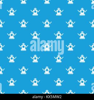 Cyborg on wheels pattern seamless blue Stock Vector