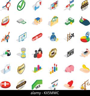Approved icons set, isometric style Stock Vector