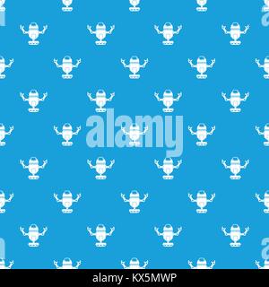 Robot on wheels pattern seamless blue Stock Vector