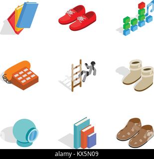 Presentation icons set, isometric style Stock Vector
