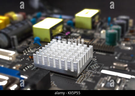 The aluminum heat sink on electronic board Stock Photo