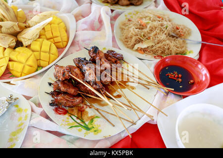 Grilled Pork food from Boracay island hopping tour in Philippines Stock Photo